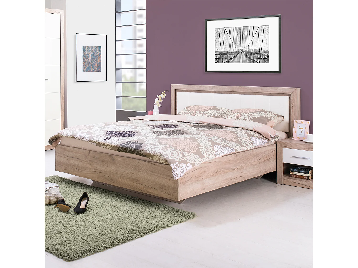 Bedframe 178,5x100,5x208 cm Grijze eik wit