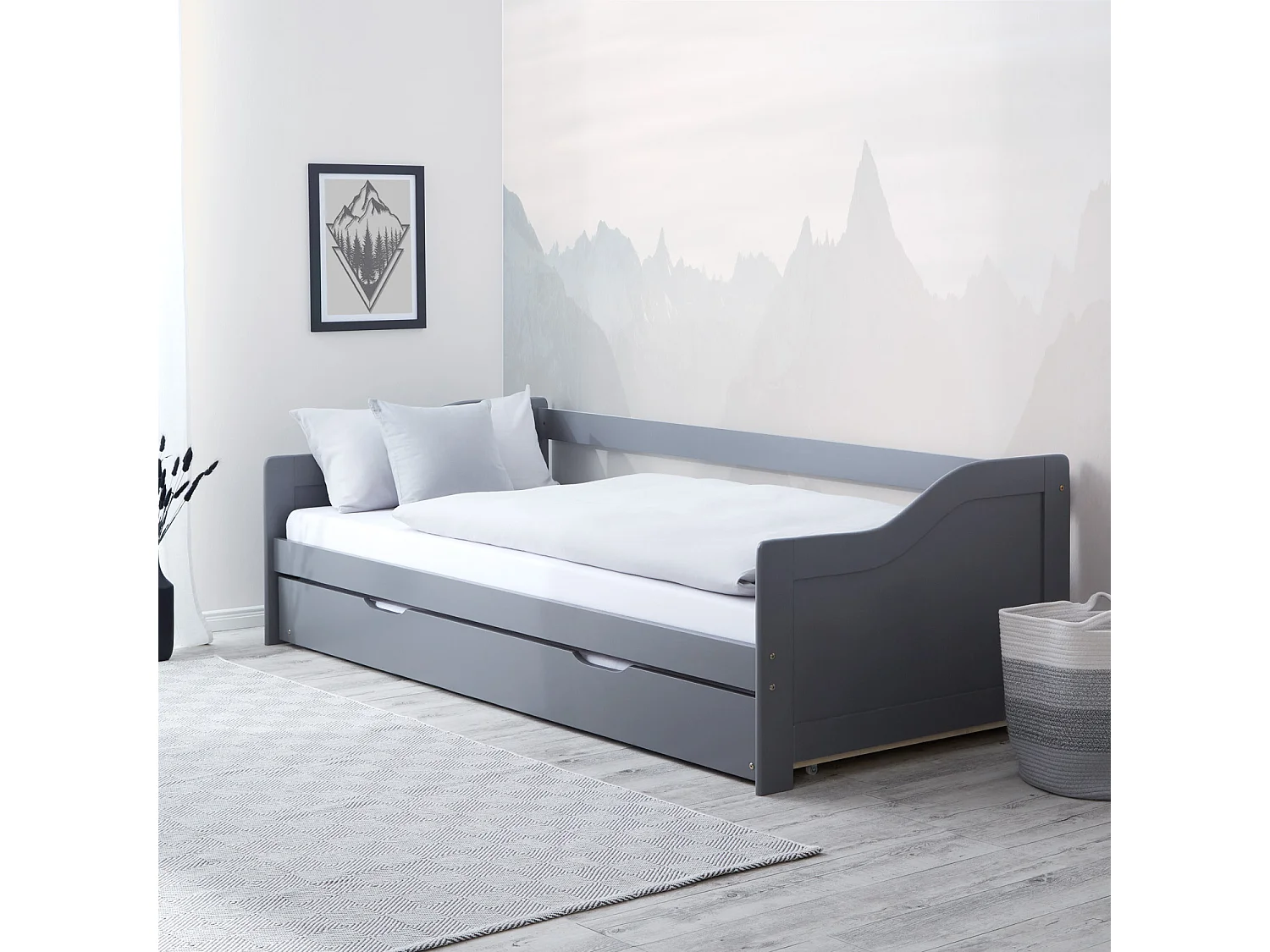 Bed 90x200 cm Grijs Cabin Bed