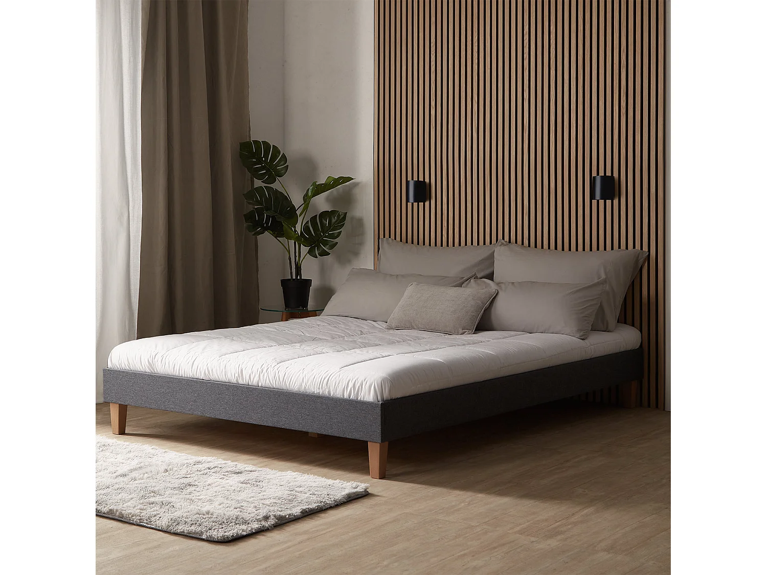 Bedframe 160x200 cm grijs futon