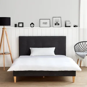 Bed 140×200 cm, bekleed met antraciet fluweel Bed 140×200 cm, bekleed met antraciet fluweel