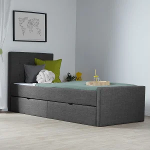 Bedframe 90×200 cm antraciet Gestoffeerd Bedframe 90×200 cm antraciet Gestoffeerd