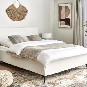 Bed bouclé wit 160 x 200 cm VALOGNES