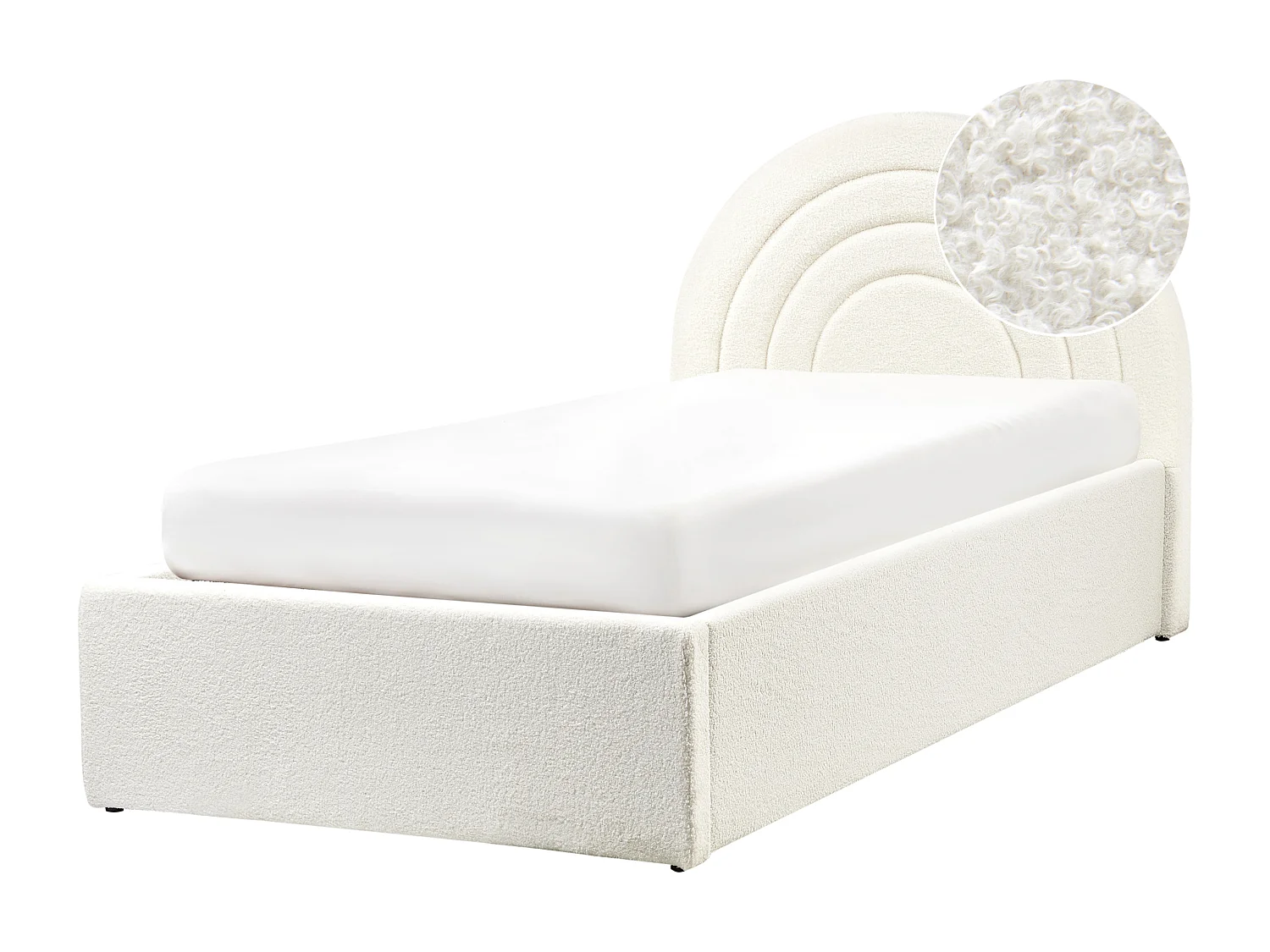 Bed met opbergruimte bouclé off-white 90 x 200 cm ANET