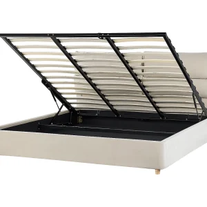 Bed met opbergruimte Fluweel BATILLY 180 x 200 cm Lichtbeige