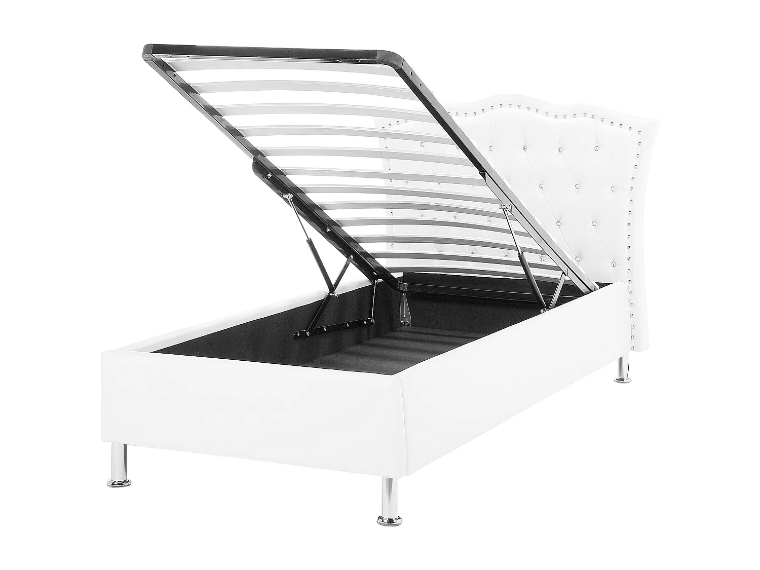 Bed met opbergruimte kunstleer wit 90 x 200 cm METZ