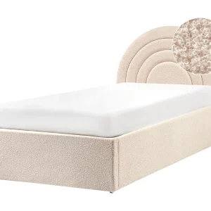 Bed met opbergruimte bouclé beige 90 x 200 cm ANET Bed met opbergruimte bouclé beige 90 x 200 cm ANET