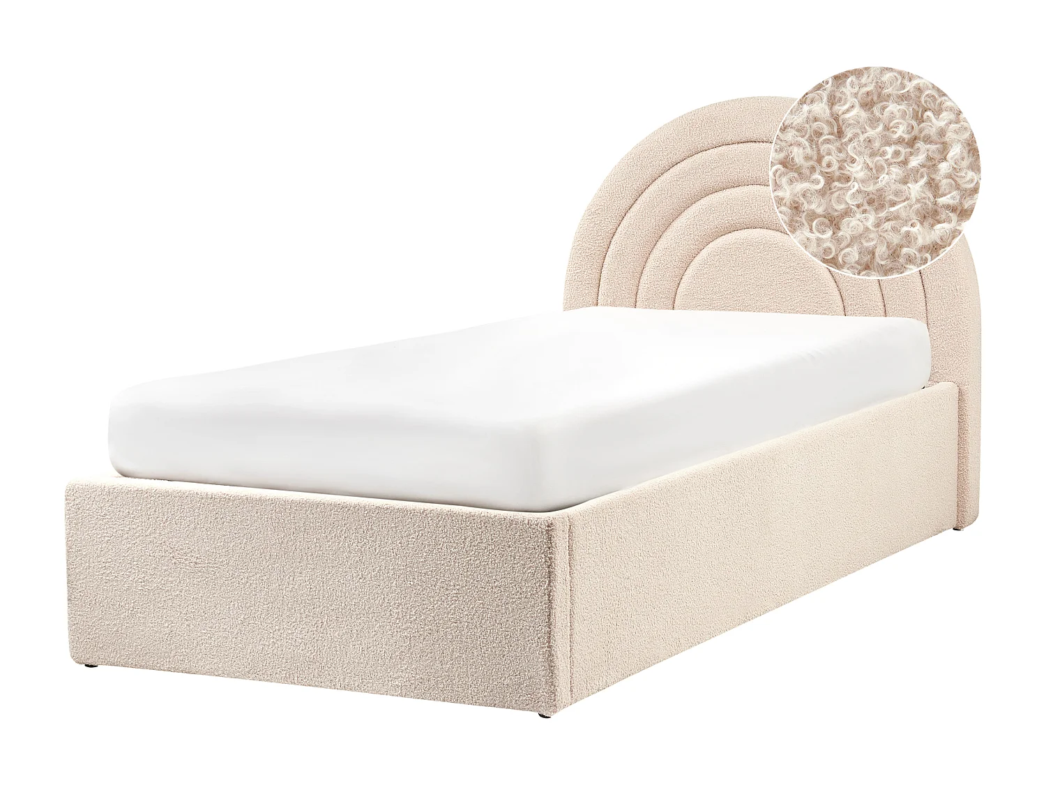 Bed met opbergruimte bouclé beige 90 x 200 cm ANET