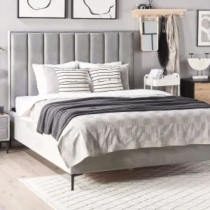 Bed met opbergruimte Fluweel SEZANNE 160 x 200 cm Lichtgrijs Bed met opbergruimte Fluweel SEZANNE 160 x 200 cm Lichtgrijs