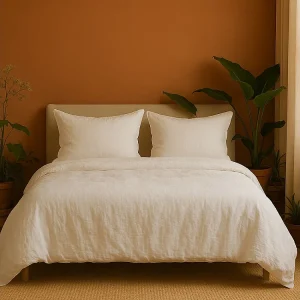 Beddengoed van Wit Katoenen Gaas 240 x 220 cm Omkeerbaar – Warm in de Winter, Koel in de Zomer – Oeko-tex – Drukknoopjes