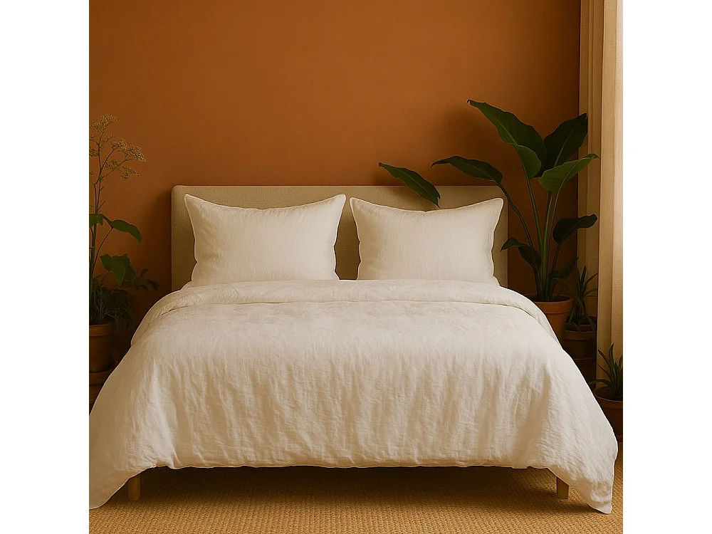 Beddengoed van Wit Katoenen Gaas 240 x 220 cm Omkeerbaar - Warm in de Winter, Koel in de Zomer - Oeko-tex - Drukknoopjes