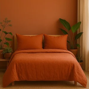 Beddengoed van Katoengaas Angelina 240x260cm Terracotta