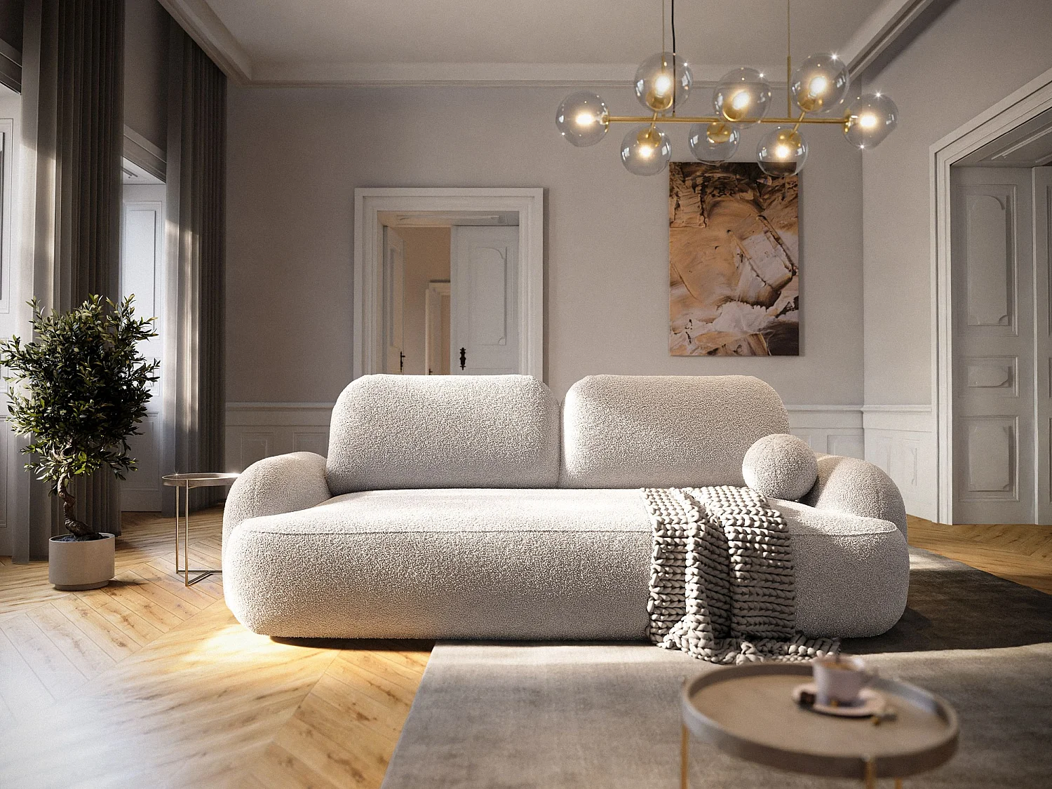 BEDANTE BANK MOLLY met slaapfunctie TERRA FROTTE 03 Beige,met opbergruimte voor beddengoed, bank voor woonkamer