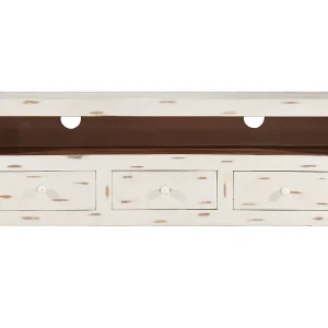 Becky  Tv-meubel 110x30x40 cm massief acaciahout wit