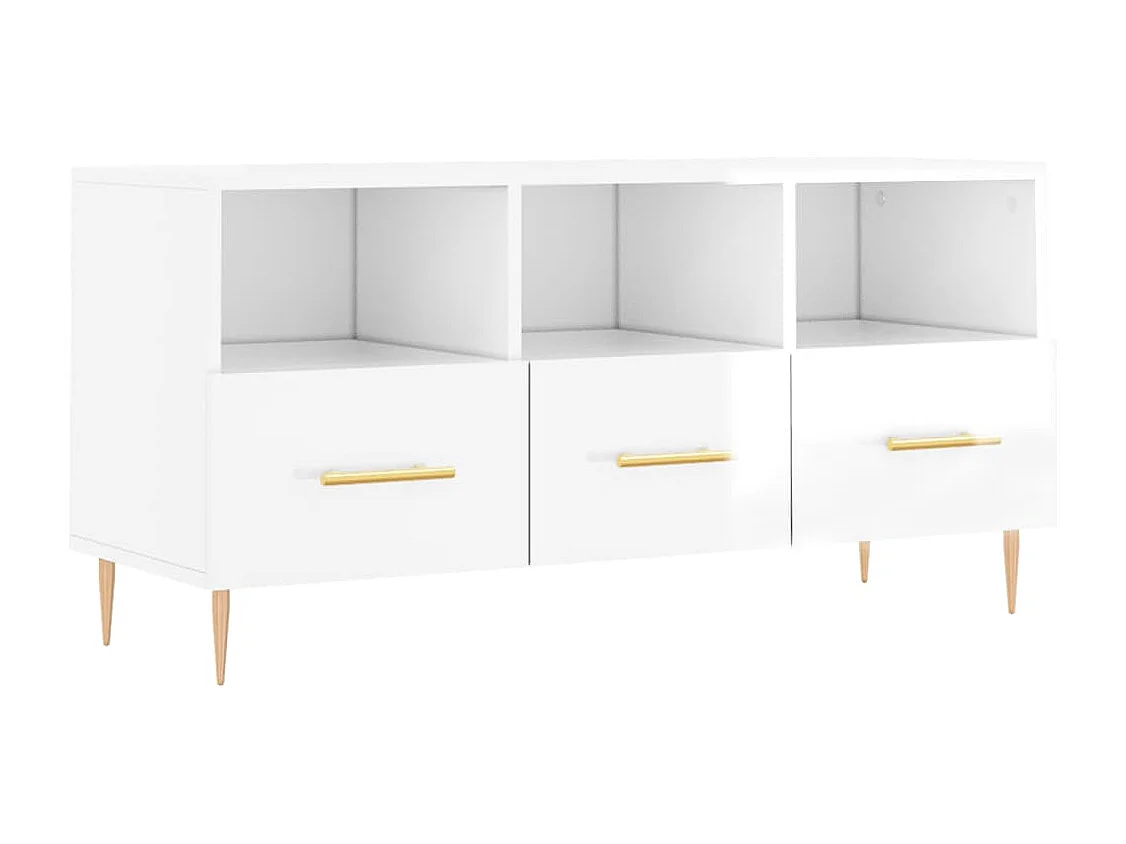 Bishopstown Tv-meubel 102x36x50 cm bewerkt hout hoogglans wit