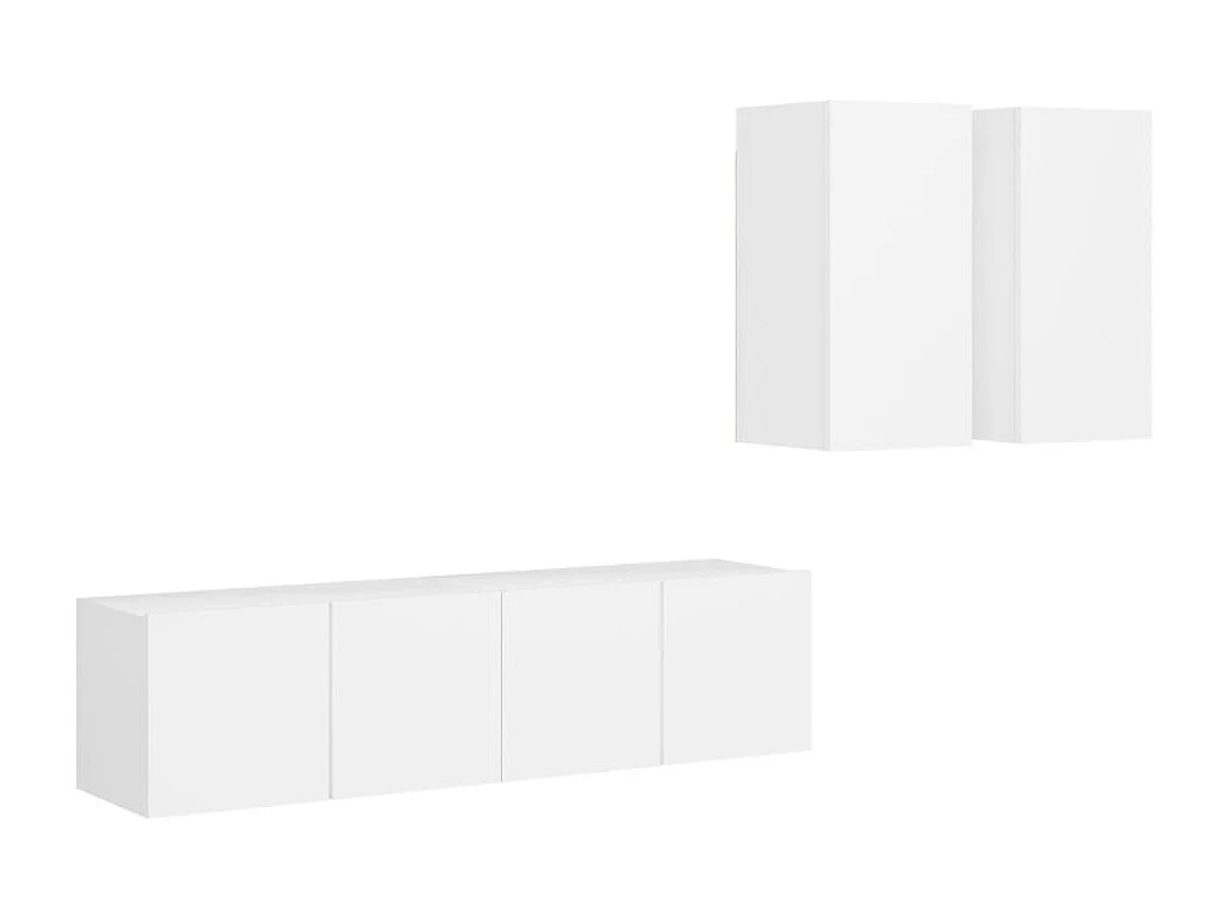 Bethany 4-delige Tv-meubelset bewerkt hout wit