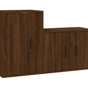 Bartlett 2-delige Tv-meubelset bewerkt hout bruin eikenkleur Bartlett 2-delige Tv-meubelset bewerkt hout bruin eikenkleur