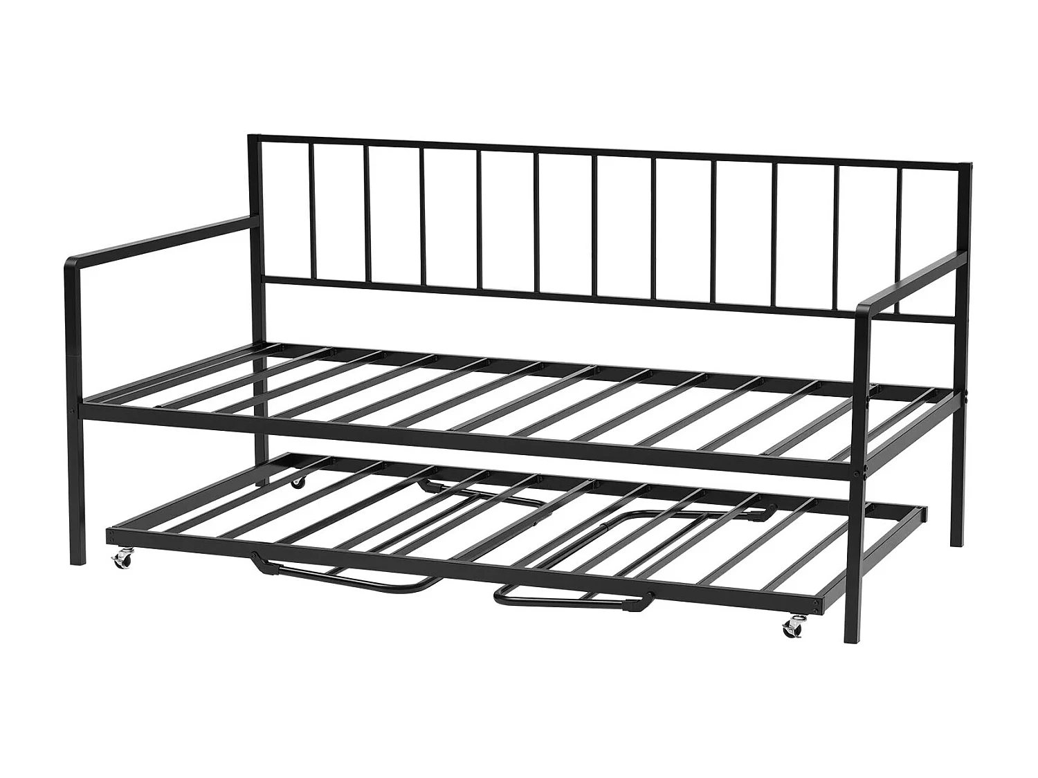 Bedframe SucceBuy Dagbed Enkel van Robuust Metaal, Twin Opbergbed zonder Matras, Hoogte Verstelbaar, Eenvoudig Op te Berg en, voor Rust, Woonkamer, Slaapkamer