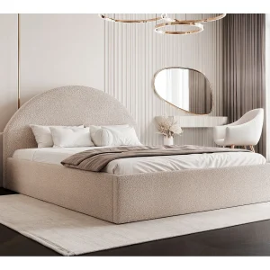 BESILIO Gestoffeerd Boucle bed 160×200 Velora – lattenbodem, hoofdeinde, opbergbox, slim bed – Beige BESILIO Gestoffeerd Boucle bed 160×200 Velora – lattenbodem, hoofdeinde, opbergbox, slim bed – Beige