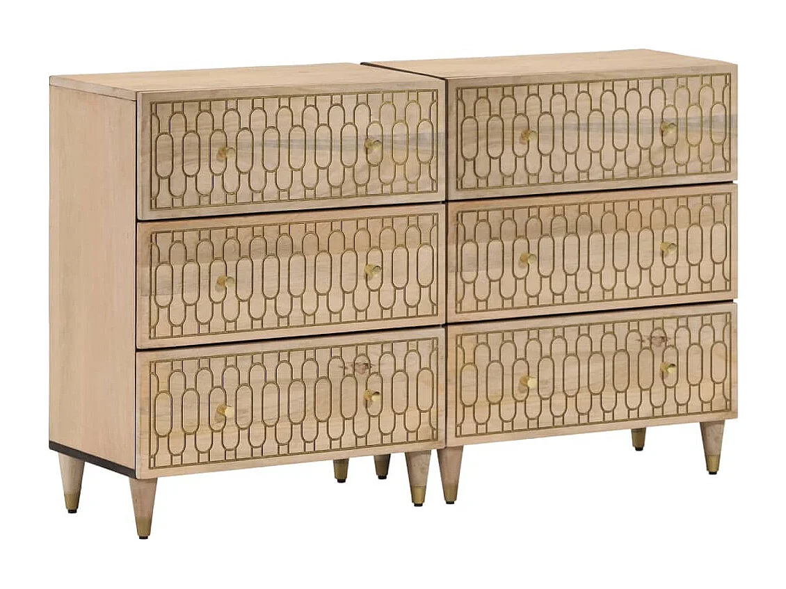 Bijzetkasten 2 st 60x33x75 cm massief mangohout