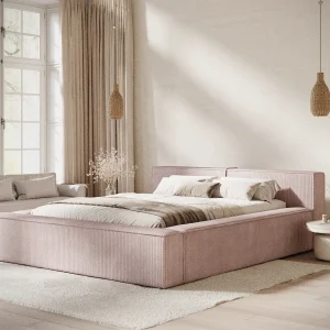 Bed met opbergruimte 200 x 200 cm met hoofdeinde VOLIERA – van fluweel – paars Bed met opbergruimte 200 x 200 cm met hoofdeinde VOLIERA – van fluweel – paars