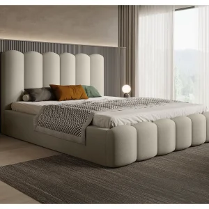 BESILIO Gestoffeerd bed met opbergruimte en lattenbodem 200×200 Tessa – fluwelen slaapkamerbed – Beige BESILIO Gestoffeerd bed met opbergruimte en lattenbodem 200×200 Tessa – fluwelen slaapkamerbed – Beige