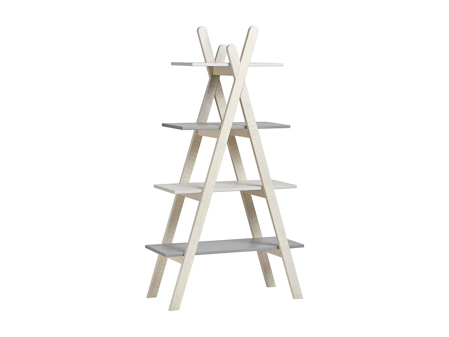 Bibliotheek met 4 wit/grijze planken 80x146 cm