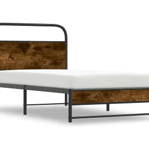 Bedframe zonder matras bewerkt hout gerookt eiken 107×203 cm Bedframe zonder matras bewerkt hout gerookt eiken 107×203 cm