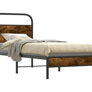 Bedframe zonder matras bewerkt hout gerookt eiken 75×190 cm Bedframe zonder matras bewerkt hout gerookt eiken 75×190 cm