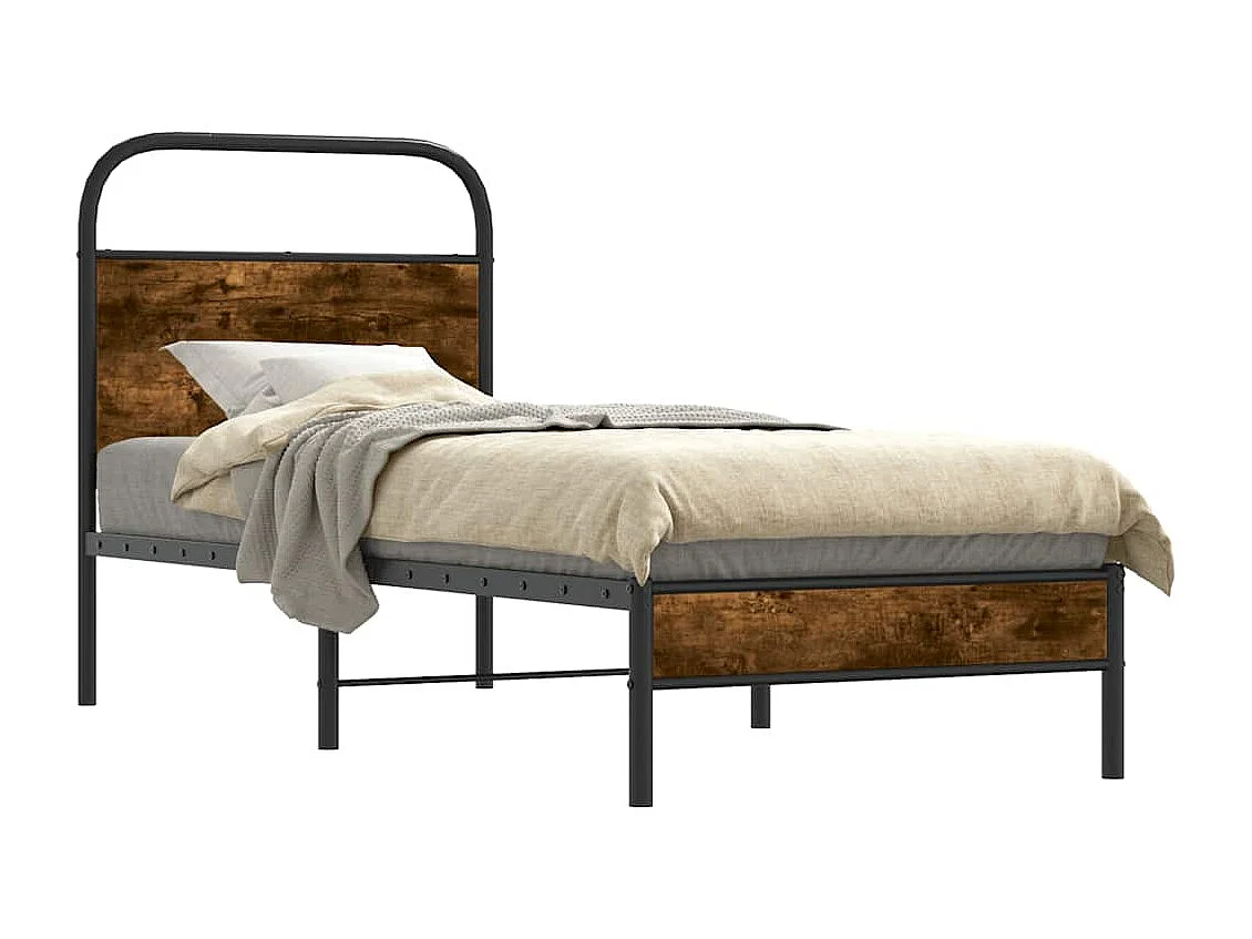 Bedframe zonder matras bewerkt hout gerookt eiken 75x190 cm