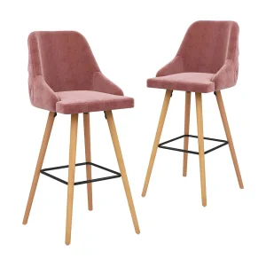 Barkrukken 2 st fluweel roze Barkrukken 2 st fluweel roze