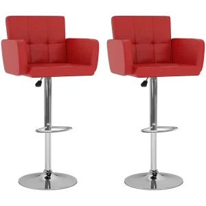 Barstoelen 2 st kunstleer rood Barstoelen 2 st kunstleer rood