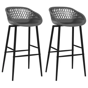 Barstoelen 2 st grijs Barstoelen 2 st grijs