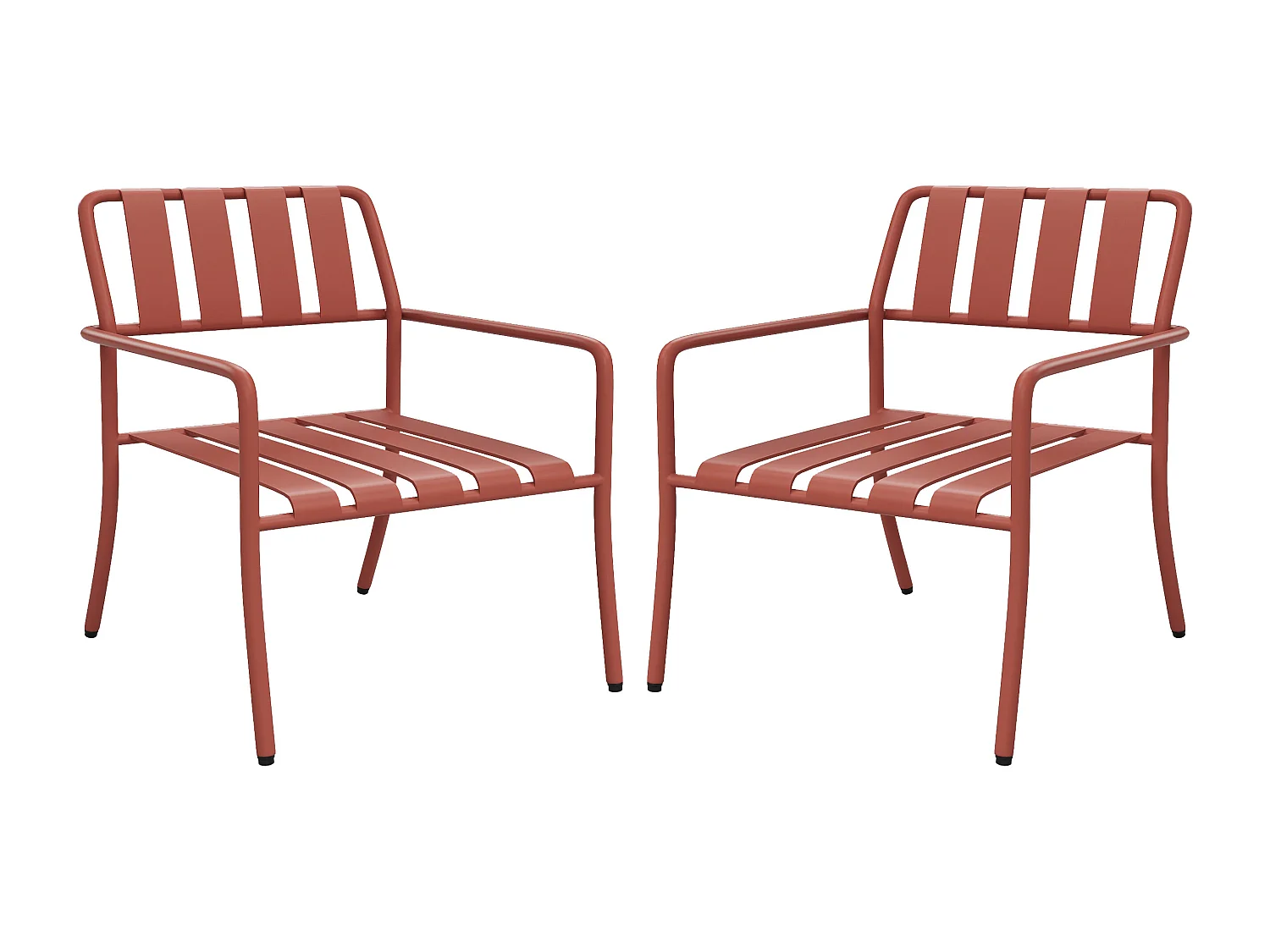 Set van 2 stapelbare lage tuinstoelen van metaal - Terracotta - BIRMOS van MYLIA