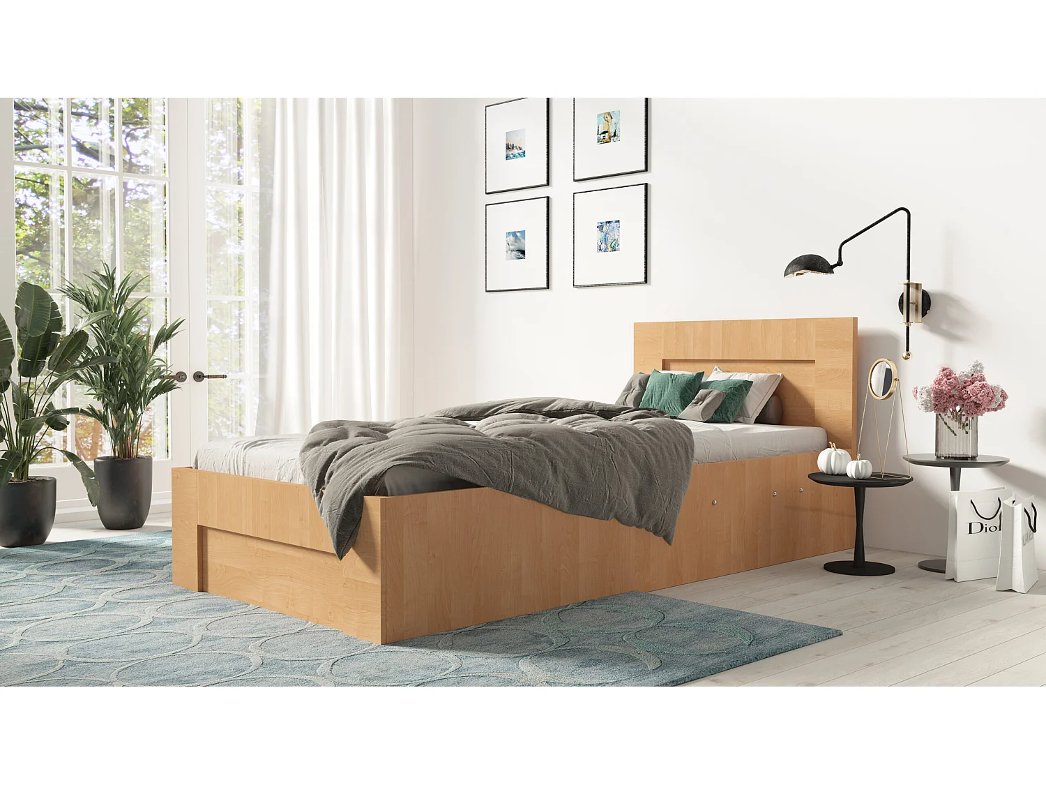 Bed 100 cm x 200 cm met zijopening | ELS | Opbergruimte + Lattenbodem