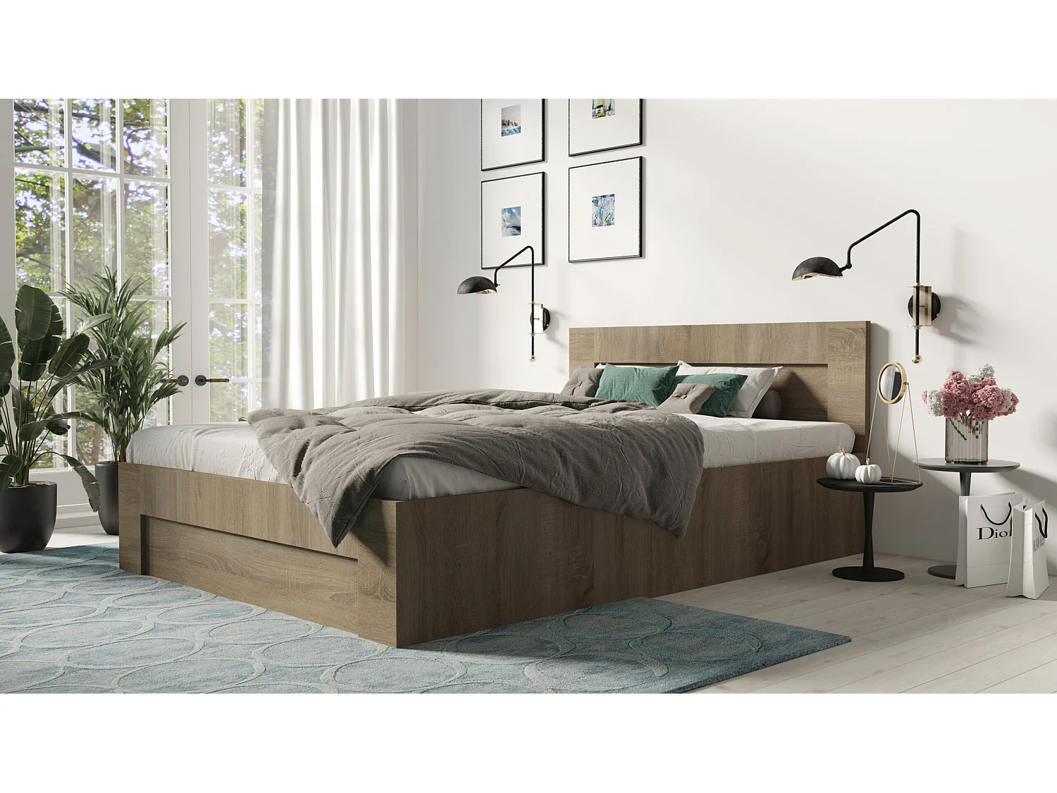 Bed 120 cm x 200 cm met zijopening | TRUFFEL | Opbergruimte + Lattenbodem