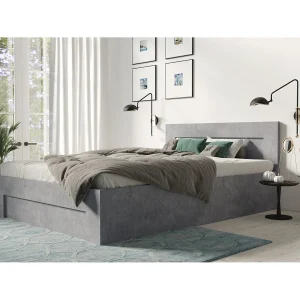 Bed 120 cm x 200 cm met zijopening | BETON | Opbergruimte + Lattenbodem