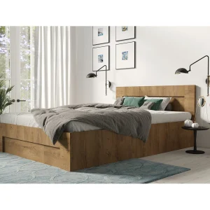 Bed 160 cm x 200 cm met zijopening | LEFKAS | Opbergruimte + Lattenbodem