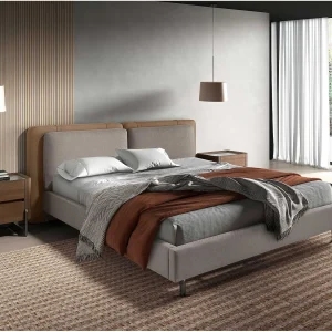 Bed van nertsleer en grijze stof 7154 ANGEL CERDA Bed van nertsleer en grijze stof 7154 ANGEL CERDA