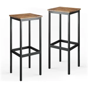 Barkrukken set van 2 eiken rustiek 32x28x78 fyrk