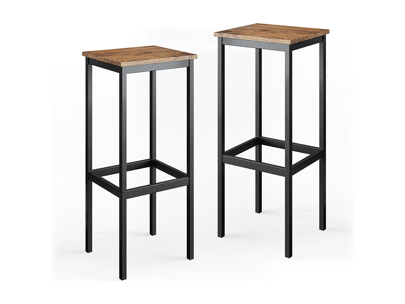 Barkrukken set van 2 eiken rustiek 32x28x78 fyrk