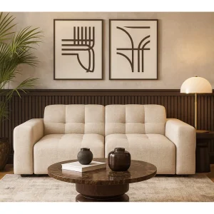 Bergamo 2-zitsbank – stof Raven 24 crème, 204×102×70 cm Bergamo 2-zitsbank – stof Raven 24 crème, 204×102×70 cm