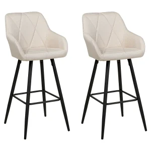 Barkruk set van 2 stof lichtbeige DARIEN Barkruk set van 2 stof lichtbeige DARIEN