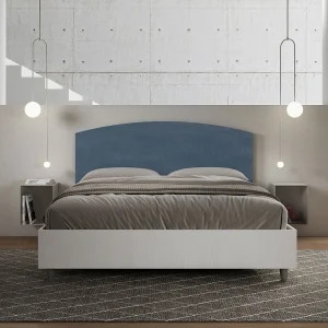 Bed 160×200 met lattenbodem bedframe eiken wit hoofdeinde microvezel blauw Antilia Bed 160×200 met lattenbodem bedframe eiken wit hoofdeinde microvezel blauw Antilia