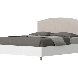 Bed 160×200 zonder lattenbodem bedframe eiken wit hoofdeinde microvezel zand Antilia Bed 160×200 zonder lattenbodem bedframe eiken wit hoofdeinde microvezel zand Antilia