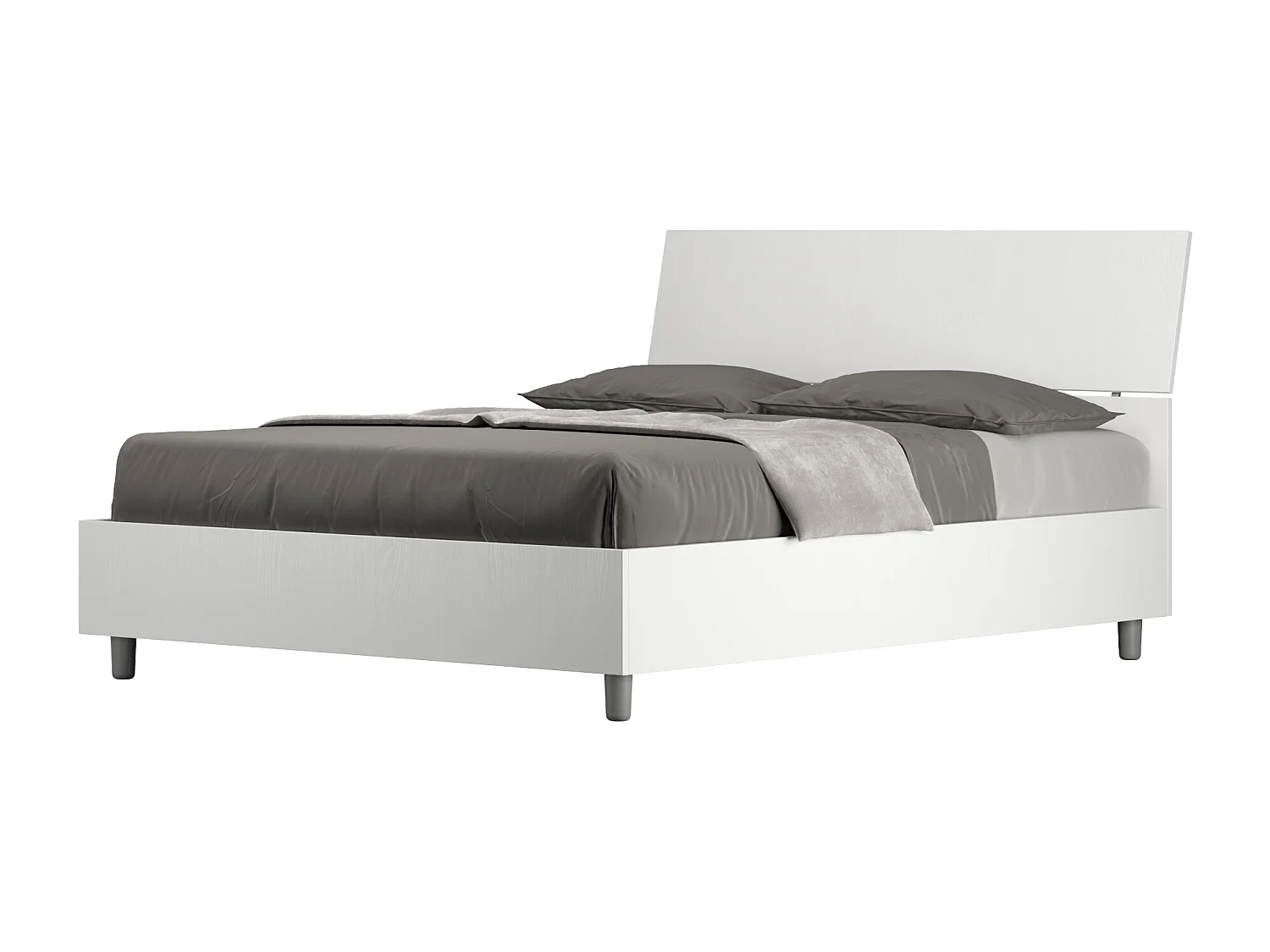 Bed 140x190 met lattenbodem schuin bedhoofd eiken wit Demas