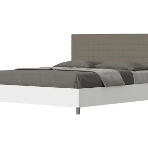 Bed 160×190 met lattenbodem bedframe eiken wit hoofdeinde kunstleer cappuccino Burmy Bed 160×190 met lattenbodem bedframe eiken wit hoofdeinde kunstleer cappuccino Burmy