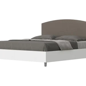 Bed 160×200 zonder lattenbodem bedframe eiken wit hoofdeinde kunstleer cappuccino Antilia Bed 160×200 zonder lattenbodem bedframe eiken wit hoofdeinde kunstleer cappuccino Antilia