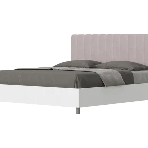 Bed 160×200 zonder lattenbodem bedframe eiken wit hoofdeinde microvezel lila Kaia Bed 160×200 zonder lattenbodem bedframe eiken wit hoofdeinde microvezel lila Kaia