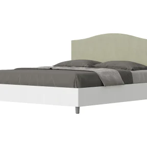 Bed 160×190 zonder lattenbodem bedframe eiken wit hoofdeinde microvezel groen Grace