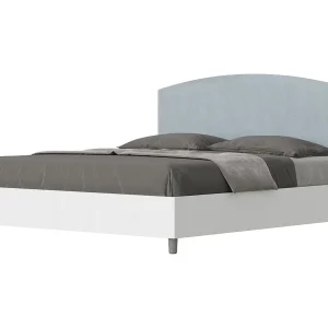 Bed 160×200 zonder lattenbodem bedframe eiken wit hoofdeinde microvezel lichtblauw Antilia Bed 160×200 zonder lattenbodem bedframe eiken wit hoofdeinde microvezel lichtblauw Antilia